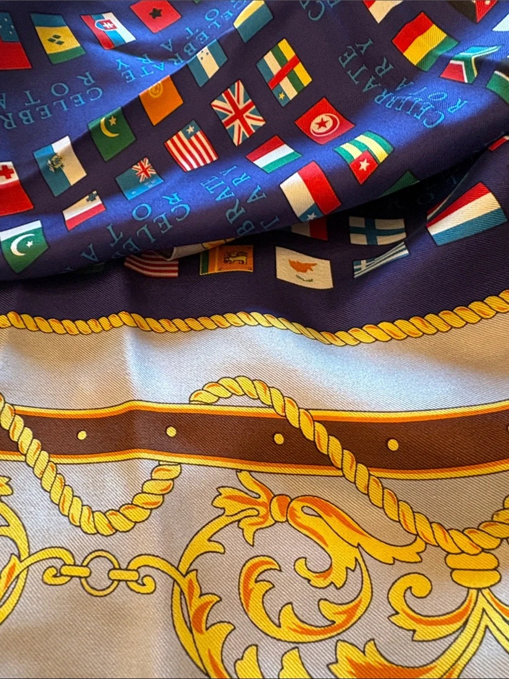 Vintage pure silk Celebrating 100 years Rotary  square scarf